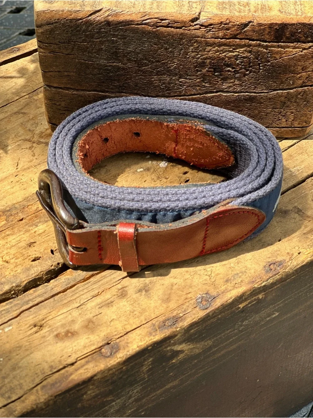 Sailor Dolphin Ribbon Web Belt Size 42 Genuine Leather Nautical